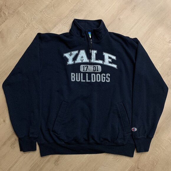 Champion Yale University Bulldogs 1/4 Quarter Zip Sweatshirt Men's XL Pullover - Picture 1 of 7